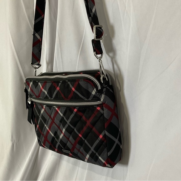 Vera Bradley Women’s Black/Red/Gray/White Plaid Crossbody Purse - Picture 11 of 12